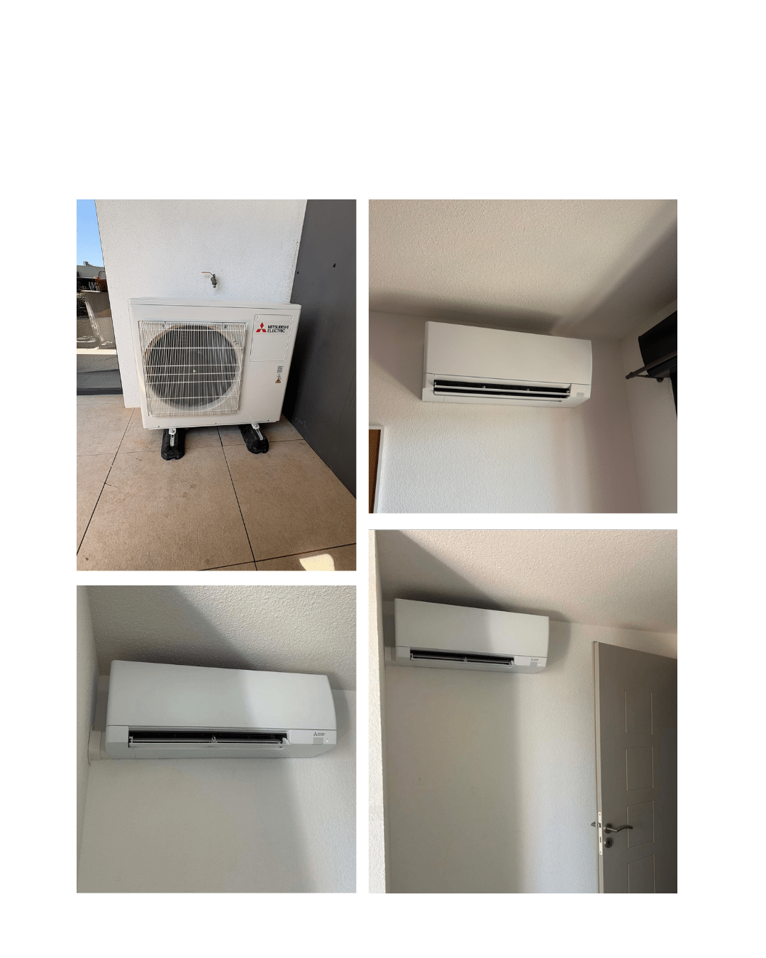 Installation de Climatisation Multi-Split Mitsubishi Electric Unité extérieure et trois unités intérieures de climatisation réversible Mitsubishi Electric installées.